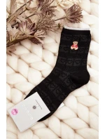 Dámské Vzorované Ponožky S Medvědem Černé