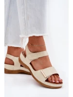 Pohodlné dámské sandály na suchý zip zlaté Iphiope