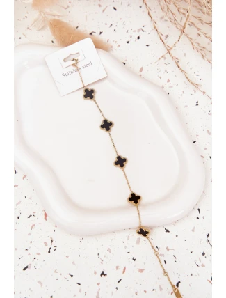 Náramek s přívěsky nerezová ocel zlatá-černá