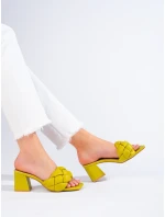 Pohodlné  nazouváky zelené dámské na širokém podpatku