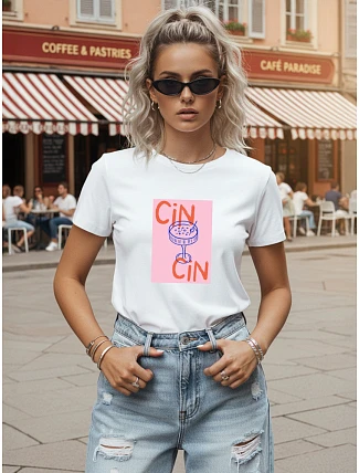Dámské bavlněné tričko s potiskem, bílé, FashionStreet NX8034RY
