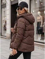 Dámská zimní prošívaná bunda s kapucí, hnědá, FashionStreet TY5752 Dámská zimní prošívaná bunda s kapucí, hnědá, FashionStreet TY5752