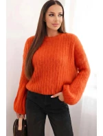 Svetr dámský z mohairu s bufáčovými rukávy malinová