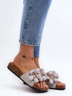 Dámské šedé sandály s ozdobami Bunlia