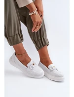 Dámské kožené mokasíny na platformě bílé S.Barski LR720