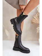 Kožené botky Chelsea s ozdobou CheBello 4537 Černé