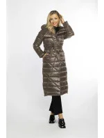 Dámská bunda ve velbloudí barvě s páskem pro zavazování (AG1-J9069B) Dámská bunda ve velbloudí barvě s páskem pro zavazování (AG1-J9069B)
