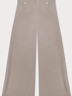 Tmavě béžové elegantní široké dámské kalhoty (33575)