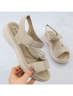Dámské sandály na platformě pohodlné béžové Unisoft 8875