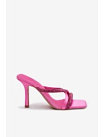 Dámské lodičky na jehlovém podpatku s pásky a kamínky fuchsiové Karima