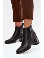 Dámské kožené zateplené boty Jovelle – černé, na podpatku