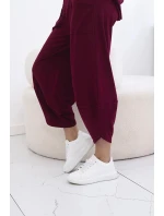 Bavlněný komplet halenka a kalhoty 6727 bordó - Kesi