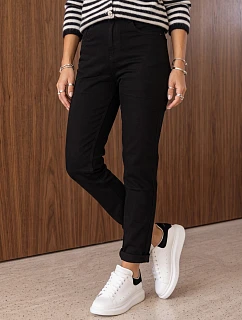 Dámské džíny Mom Fit s vysokým pasem, černé, FashionStreet UY3243