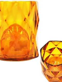 MINI DEKORATIVNÍ LAMPA 6 CM JANTAROVÁ TEPLÁ BÍLÁ 1 LED