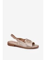 Dámské sandály na plochém podpatku s ozdobou S.Barski KV51-002 zlaté