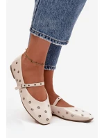 Dámské baleríny se stříbrnými prvky Marivon – béžové