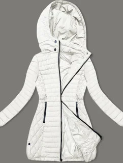 Dámská bunda v ecru barvě s kapucí pro přechodné období (2M-017)