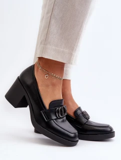 Dámské lodičky na podpatku s ozdobou černé Nedarea