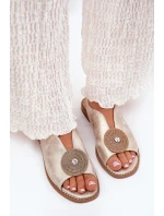 Lesklé Dámské Sandály S Dekorativním Detalem S.Barski KV51-012 Zlaté