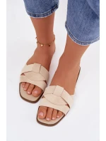 Dámské ploché sandály s řemínky Eko semišové světle béžové Florane