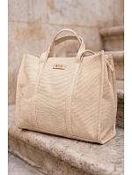 Kožená kabelka na zip typu Shopper Big Star RR574073 Béžová