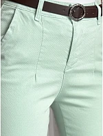 Dámské bavlněné kalhoty slim fit s páskem TAIRONIK mint FashionStreet UY2541