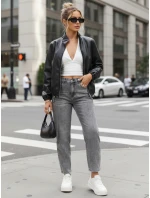 Dámské džíny mom fit s vysokým pasem šedé DSTREET UY2890 Dámské džíny mom fit s vysokým pasem šedé DSTREET UY2890