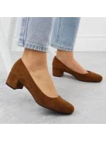 Velbloudí semišové lodičky na klínku Sergio Leone PB291