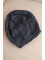 Dámská zimní čepice s ušima a ribbed vzorem K440 grafitová