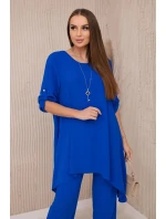 Sada halenky + kalhot s přívěskem chrpově modrá Sada halenky + kalhot s přívěskem chrpově modrá