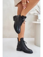 Zateplené Kotníkové Boty Na Ploché Podpatku S Ozdobou Černé Leonise Zateplené Kotníkové Boty Na Ploché Podpatku S Ozdobou Černé Leonise