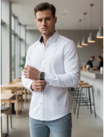 Pánská elegantní hladká bílá košile SLIM FIT FashionStreet DX2618