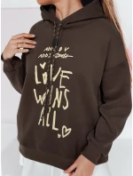 Dámská oversize mikina s kapucí LOVEWILL hnědá FashionStreet BY1470