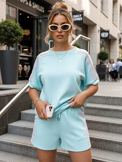 Dámská viskózová souprava s motýlem a šortkami modrá FashionStreet AY1185