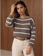 Dámský oversize svetr s pruhy Fango FashionStreet MY2642 Dámský oversize svetr s pruhy Fango FashionStreet MY2642