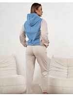 Dámská dvoubarevná tepláková souprava v modré a béžové barvě (554)