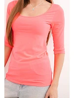 Halenka s kulatým výstřihem neonově růžová