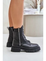 Zateplené boty workerky dámské z eko kůže Big Star MM274578 Černé Zateplené boty workerky dámské z eko kůže Big Star MM274578 Černé