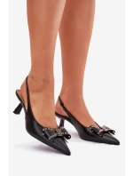 Lodičky Na Podpatku S Mašlí Černé Folesca