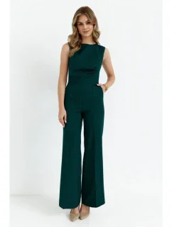 S115 Kombinéza se širokými nohavicemi - lahvově zelená