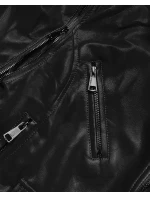 Černá bunda ramoneska - vesta z eko kůže FL202050 černá - FLAM Mode Černá bunda ramoneska - vesta z eko kůže FL202050 černá - FLAM Mode