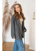 Volný dámský krátký kabát v barvě ecru (2727) Volný dámský krátký kabát v barvě ecru (2727)