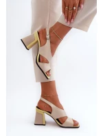 Dámské sandály na podpatku béžové D&A MR38-153 Dámské sandály na podpatku béžové D&A MR38-153