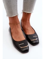 Dámské baletky z ekokože s ozdobou Černé Edoslli