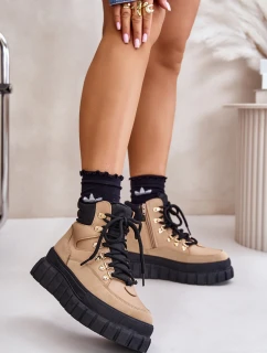 Dámské Zateplené Kotníkové Boty Na Platformě Hnědé Jelenia