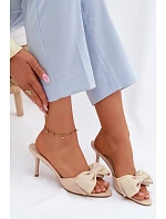Dámské lodičky na jehlovém podpatku s mašlí Béžové Jelessa