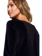 Sametové šaty volného střihu M566 tmavě modré - MOE Sametové šaty volného střihu M566 tmavě modré - MOE