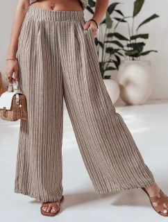 MODERESS dámské pruhované kalhoty s širokými nohavicemi hnědé FashionStreet UY2695