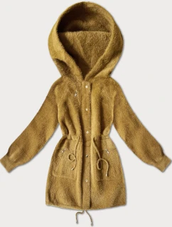 Vlněná bunda typu alpaka v hořčicové barvě (W017#)