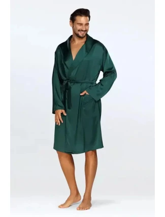 Pánský saténový župan Lukas zelený - DKaren Pánský saténový župan Lukas zelený - DKaren